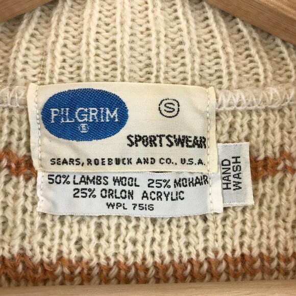 Vintage Sears Pilgrim Sportswear Mohair Wool Cardigan Sweater Zip Size S - Picture 4 of 8